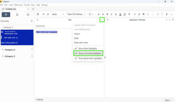 Show Comment highlights Show Comment highlights